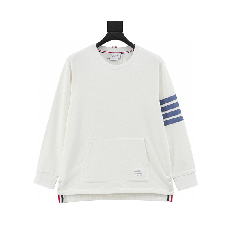 Thom Browne Hoodie New Four-Bar Yarn-Dyed round Neck Sweater for Men and Women