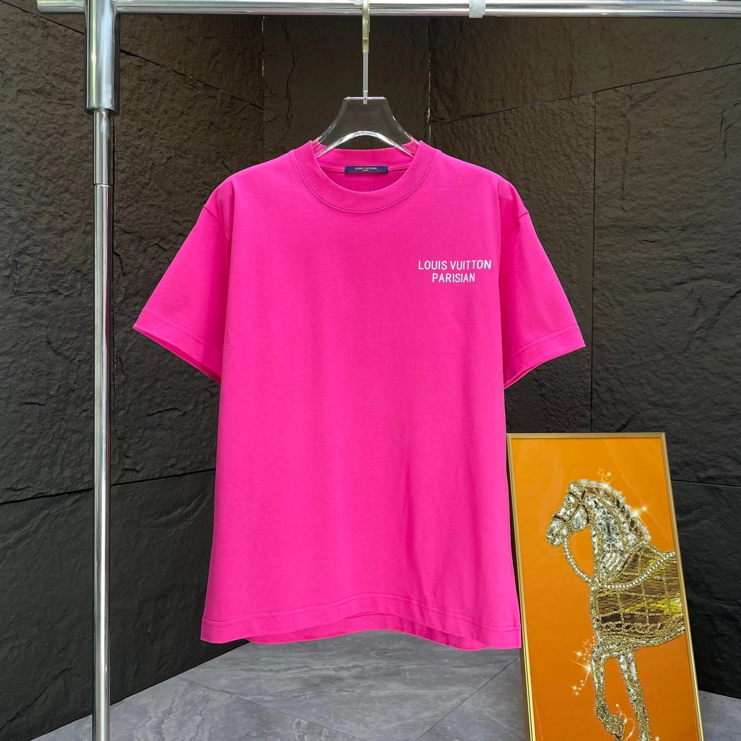 Louis Vuitton LV T-shirt Chest Letter Print logo round Neck Short Sleeve25ss New pure cotton T Unisex T-Shirt OS Drop Shoulder Loose Fit Base Shirt Top T-Shirt Short Sleeve