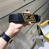 FENDI Belt Top version 【New products in stock】Belt Presbyopic Classic Double F Hollow Belt Loop Business Double-Sided Available Men's Belt