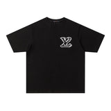 Louis Vuitton LV T-shirt Large Chest Graffiti Embroidery Logo LOGO round Neck Short Sleeve25ss New Pure Cotton Unisex Style T Casual T-Shirt Base Layer Shirt OS Loose Fit Half Sleeve Top Plus Size