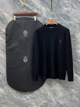 Chrome Hearts Sweater Logo LOGO Three-Dimensional Mock Neck Sweater Long Sleeve Idle Style OS Loose Fit Unisex Knit Top Jacket Versatile Casual Wearable Inside and Outside