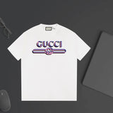 Gucci T-shirt Chest Letter Print logo round Neck Short Sleeve25ss New Pure Cotton Unisex Style T Casual T-Shirt Base Layer Shirt OS Loose Fit Half Sleeve Top Plus Size
