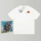 LOEWE T-shirt 24ss Hayao Miyazaki Joint-Name Series Haar's Mobile Castle Flame Embroidery Doll round Neck Short Sleeve Men and Women Same Style T T-shirt OS Loose Fit Base Shirt Casual Top Short Sleeve T-Shirt
