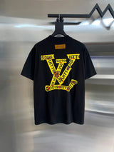 Louis Vuitton LV T-shirt Back Tape Letter Print logo round Neck Short Sleeve25ss New pure cotton T Unisex T-Shirt OS Drop Shoulder Loose Fit Base Shirt Top T-Shirt Short Sleeve