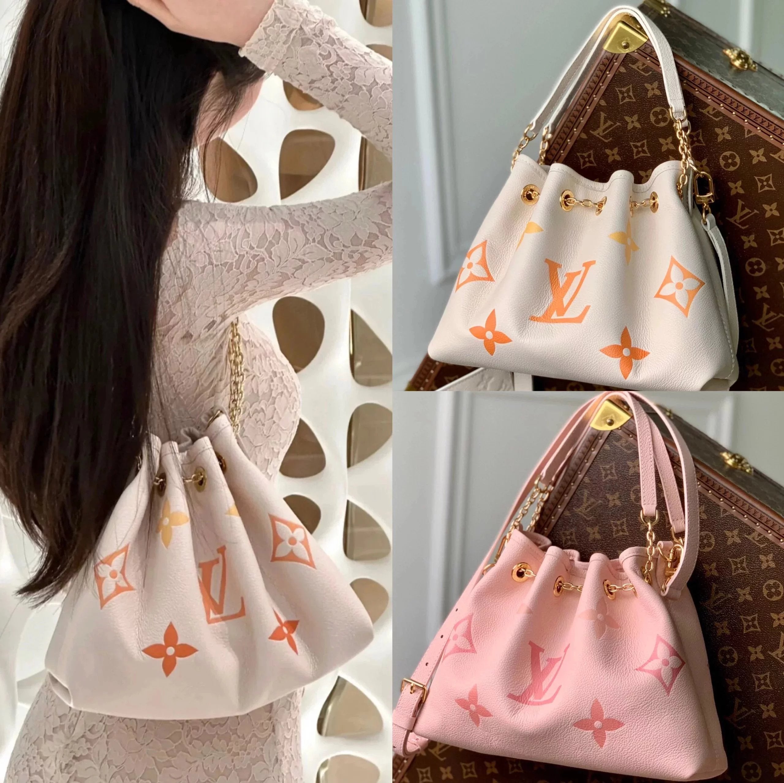 Louis Vuitton LV Women's Bag Top version Summer Limit Orange Juice【Overseas】M46545Orange Juice Full Leather Chain Bag Bucket Bag Series New SummerBundle Bucket Bag Shoulder Crossbody Portable Underarm Chain Bag Women's Bag