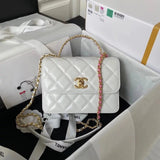 Chanel Women's Bag Top version 【Original Exclusive Quality】Home New Series Oil Wax Cowhide mini Handle Bag Flap Bag Handbag Chain Bag Crossbody Bag Shoulder Bag Retro Distressed Leather Wear Letter Handle Small Bag Hepburn Style Lady Feeling Thousands of