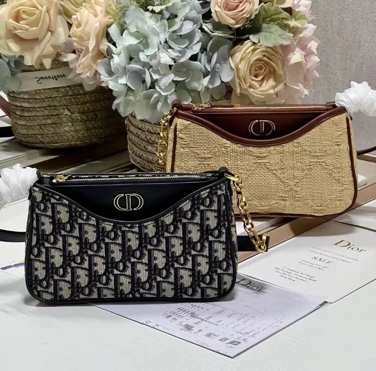 Dior Women's Bag Top version 【】D Classic Presbyopic2023New hoboAvenue Three-in-One Underarm Bag Mini Chain Bag Shoulder Messenger Bag Women's Bag