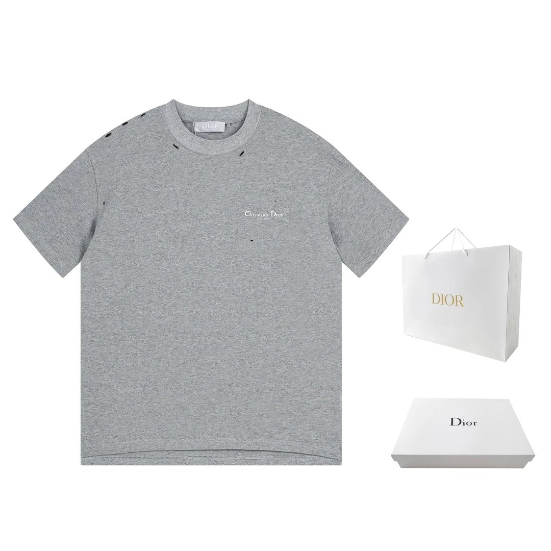 Dior T-shirt 25ss New Pure Cotton Unisex Style T T-shirt OS Loose Fit Base Shirt Top Half Sleeve T-Shirt