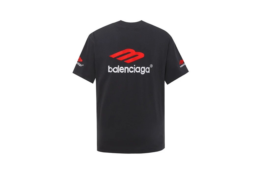 Balenciaga T-shirt M Label LOGO Embroidered Crew Neck Short Sleeve Pure Cotton T Unisex T-Shirt OS Loose Fit Base Shirt Summer New Casual Simple T-Shirt
