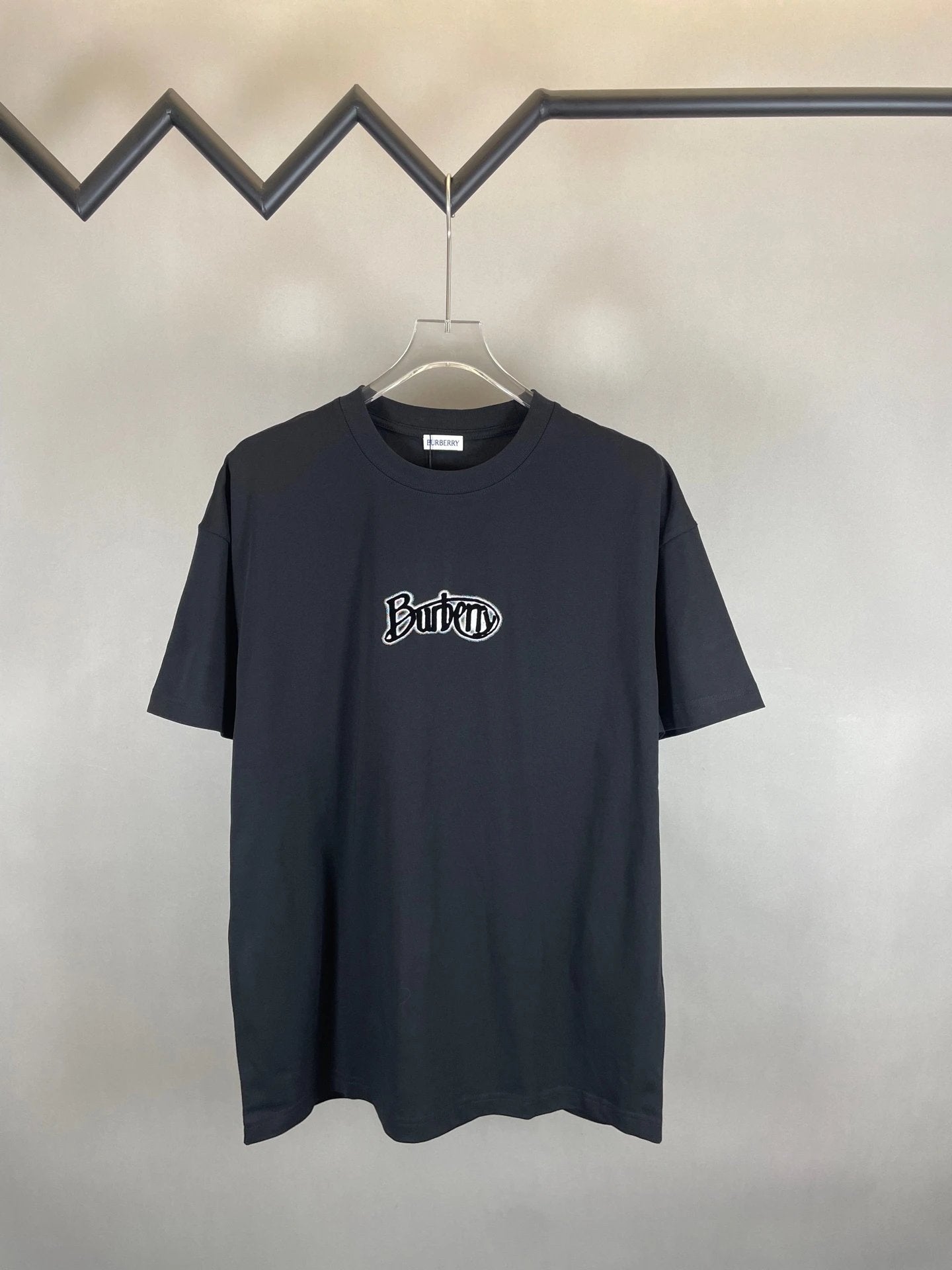 Burberry T-shirt Chest Logo Flocking Print logo round Neck Short Sleeve25ss New Pure Cotton Unisex Style T T-shirt OS Loose Fit Base Shirt Top Half Sleeve T-Shirt