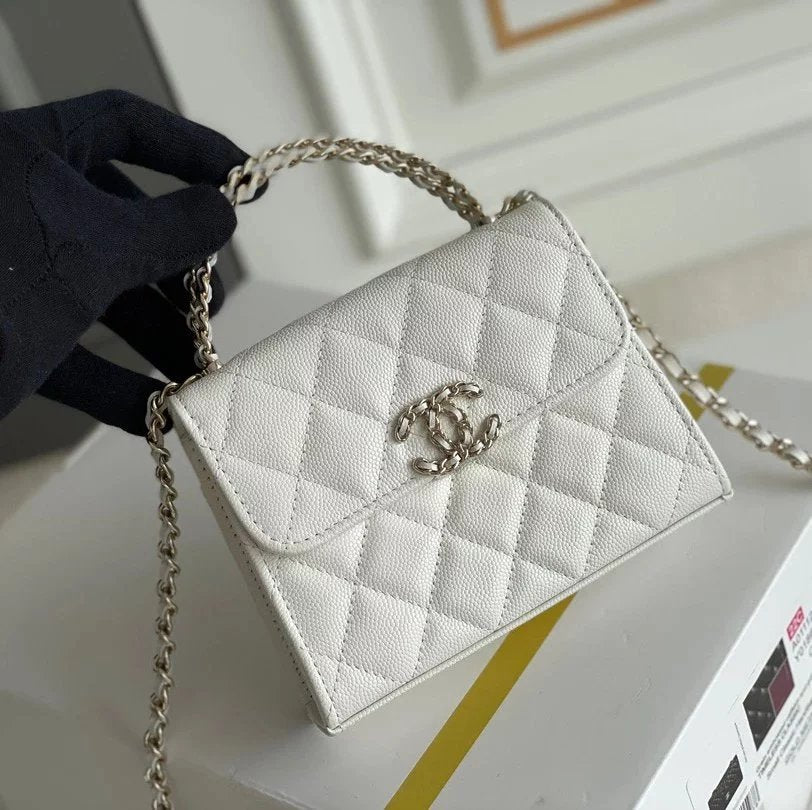 Chanel Women's Bag Top version 【Genuine Goods Original Leather Matching Version】23P New Series Leather Chain Handle Kelly Mobile Phone Bag Handbag Dinner Bag Chain Bag Small Bag Crossbody Bag Shoulder Bag Women's Handbag Clutch Original Leather Caviar Cow