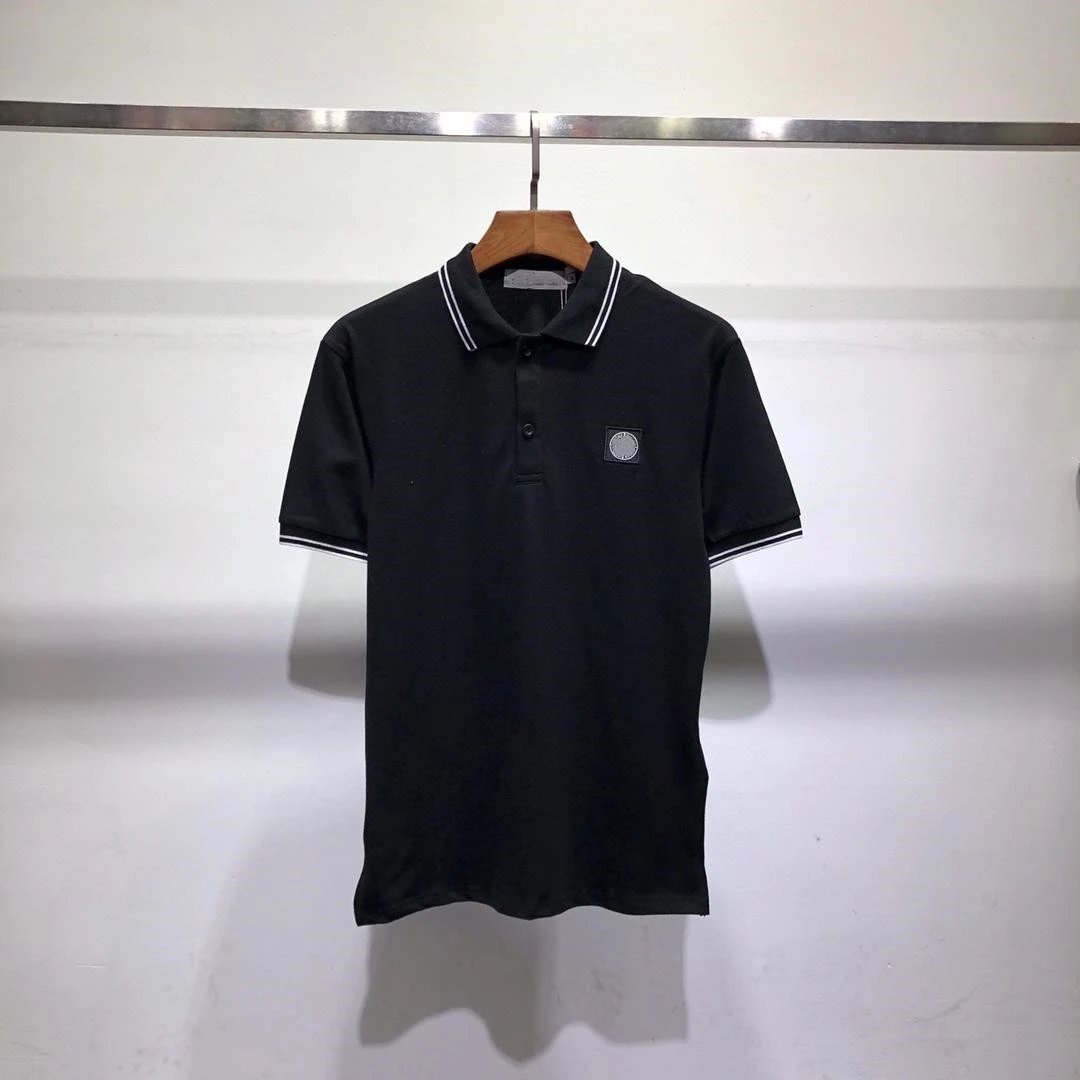 Stone Island T-shirt Supply Spring and Summer New Solid Color Chest Embroidery Small Icon POLO Shirt Men's and Women's Same Loose Cotton Short Sleeve T T-shirt