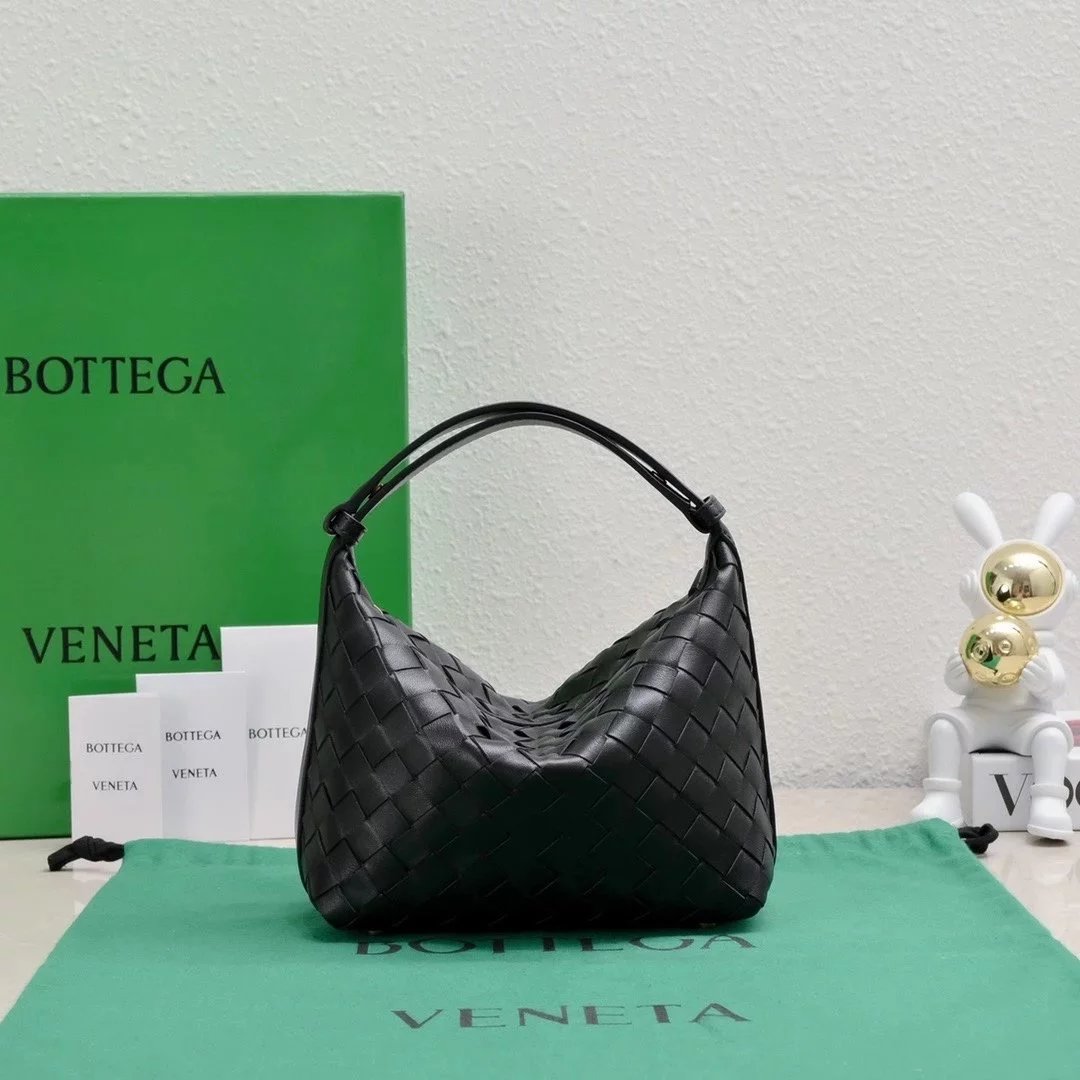 Bottega Veneta Women's Bag Top version 【Super Original Leather】New Wallace Lunch Box Bag Shoulder and Back Lunch Bag Woven hobo Underarm Bag Woven Bag Women's Bag Handbag hobo Bag