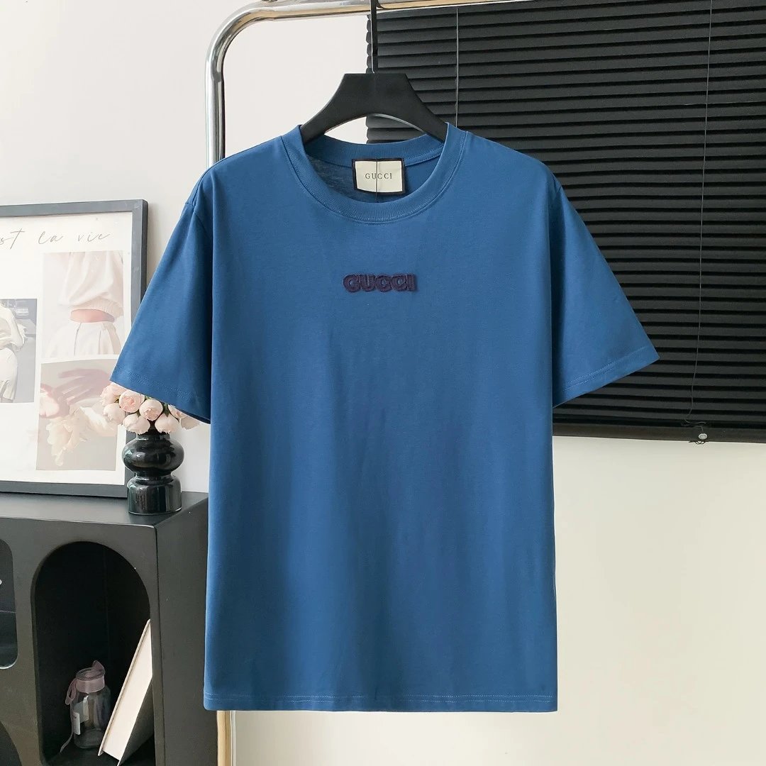Gucci T-shirt Chest Letter Embroidery logo round Neck Short Sleeve25ss New Pure Cotton Unisex Style T T-shirt OS Loose Fit Base Shirt Half Sleeve T-Shirt Top Half Sleeve