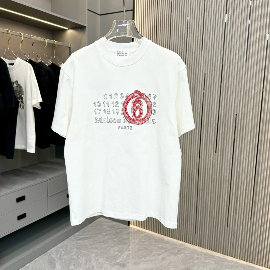 Maison Margiela T-shirt Year of the Snake Limited Edition Distressed Washed Chest Number Print logo round Neck Short Sleeve25ss New Pure Cotton Unisex Style T T-shirt OS Loose Fit Base Shirt Short Sleeve T-Shirt Top