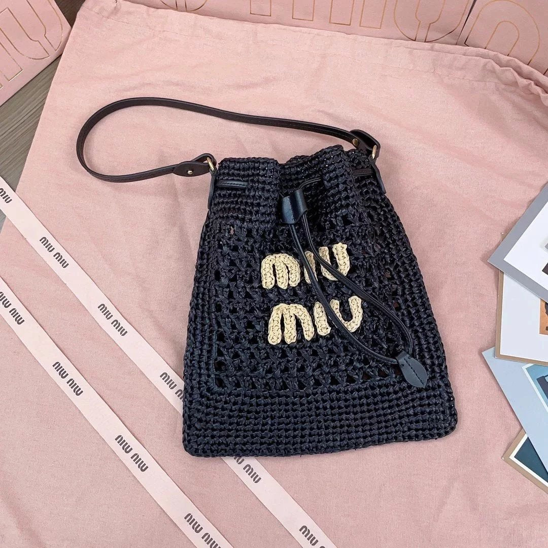 Miu Miu Bag Top version New Product Lucky Bag Woven Bag Lafite Edition miu Women's Bag Shoulder Bag Large Capacity Bag Bag5ND016