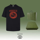 Gucci T-shirt Chest Sketch Style Double G Letter Printing logo round Neck Short Sleeve25ss New Pure Cotton Unisex Style T T-shirt OS Loose Fit Base Shirt Top Half Sleeve T-Shirt