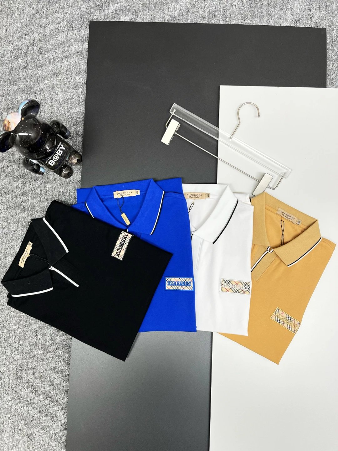 Burberry T-shirt Chest Plaid Embroidery logoPOLO Short Sleeve Turn-down Collar Shirt Unisex Summer Loose Fit T Business Commuter Short Sleeve Shirt Plus Size