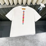 Louis Vuitton LV T-shirt Vertical Pattern Print on the Back logo round Neck Short Sleeve25ss New Pure Cotton Unisex Style T T-shirt OS Loose Fit Base Shirt Top Half Sleeve T-Shirt