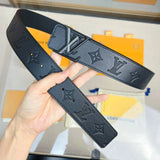 Louis Vuitton LV Belt Belt Classic Black for Men Flower Button Double-Sided Cowhide Casual Belt Buckle Business Genuine Leather Pants Belt Women