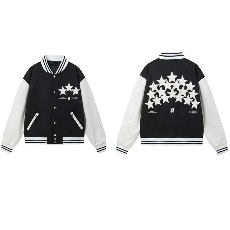 Amiri Jackets Coat Correct Version Embroidered Bone Print Pilot Casual Jacket Coat Men's and Women's Baseball Uniform Winter