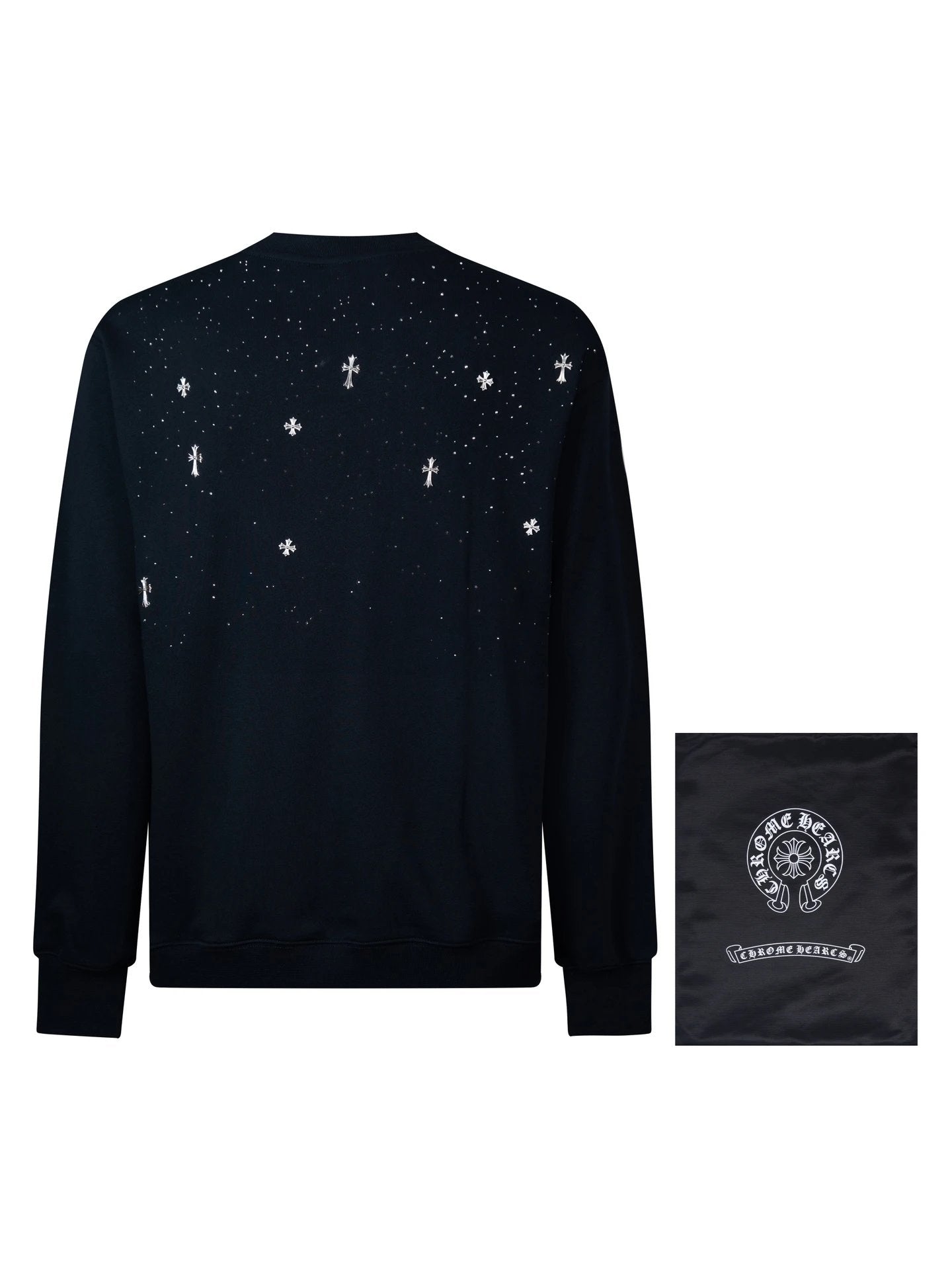 Chrome Hearts Hoodie Heavy Embroidered Starry Sky Round Neck Sweatshirt Casual Loose Fit Pure Cotton Terry Pullover Sportswear Top os Unisex Style24ss Autumn and Winter New Products