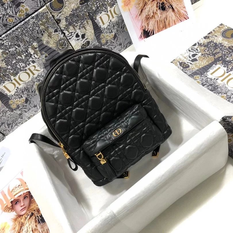 Dior Backpack Top version 【Original Order】Backpack Large and Small Sizes Diamond Quilted Backpack Black Sheep Leather Elaborate Classic Lambskin Plaid Backpack Small Bag