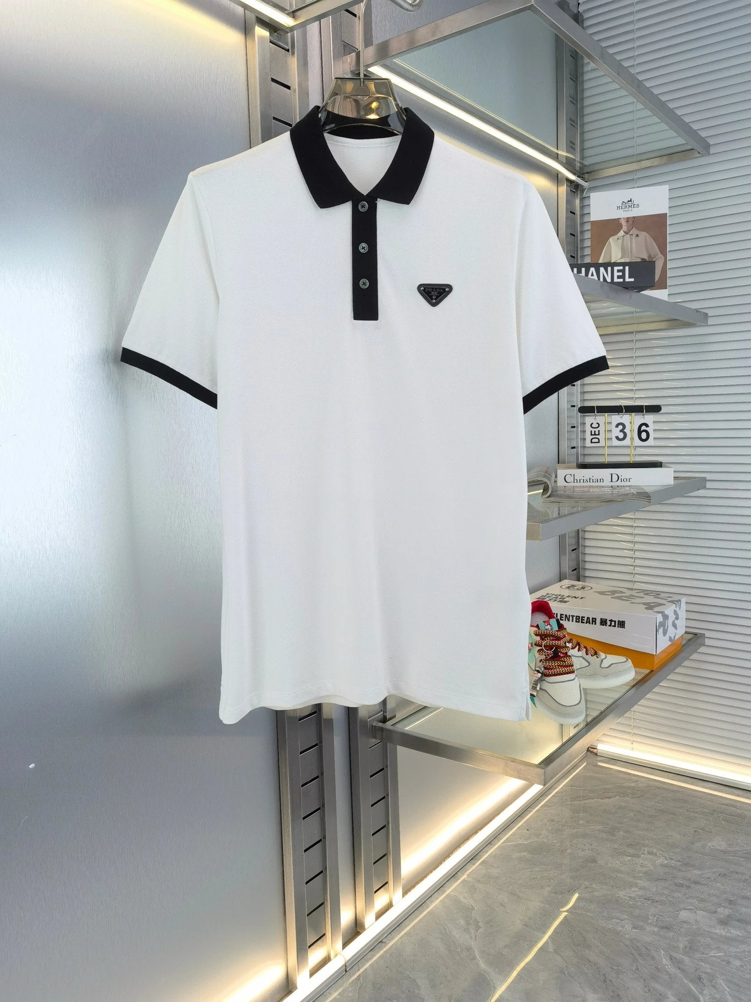 PRADA T-shirt Chest Triangle Mark Letters logo Veneer POLO Shirt Lapel Short Sleeve25ss New Unisex Summer Loose Short Sleeve T Business Commuter Short Sleeve Shirt Plus Size T-Shirt