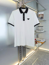 PRADA T-shirt Chest Triangle Mark Letters logo Veneer POLO Shirt Lapel Short Sleeve25ss New Unisex Summer Loose Short Sleeve T Business Commuter Short Sleeve Shirt Plus Size T-Shirt