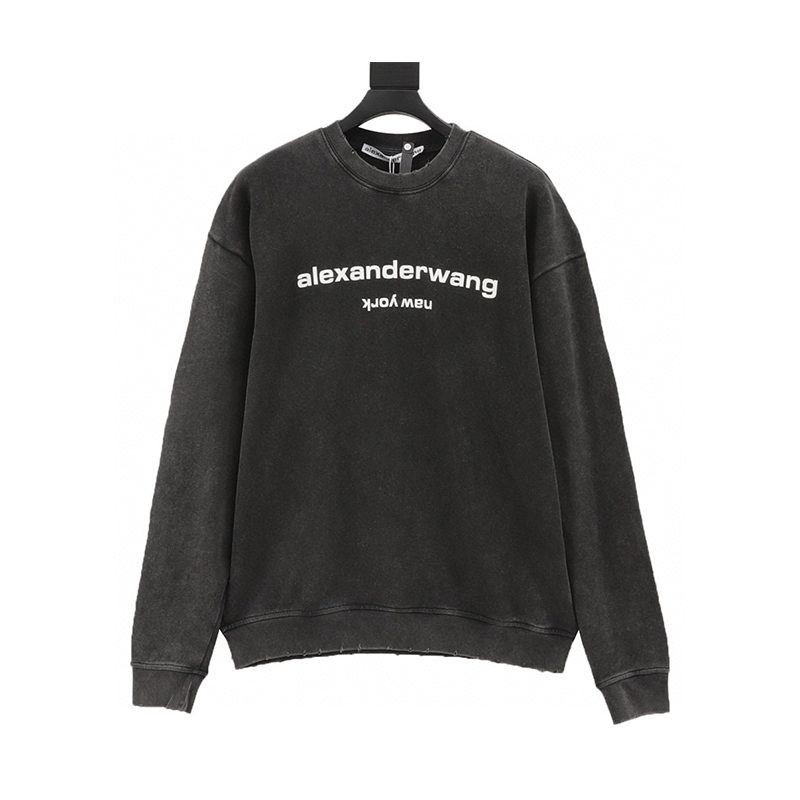 Alexander Wang Hoodie Gradient Washed Letter Crew Neck Sweater for Men and Women