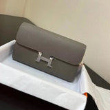 Hermes women's bag Top version New Kangkang Women's Bag epsom Leather Palm Print ConstanceToGoWoc Shoulder Crossbody Handbag Clutch Long Long Purse Wallet Dinner Bag