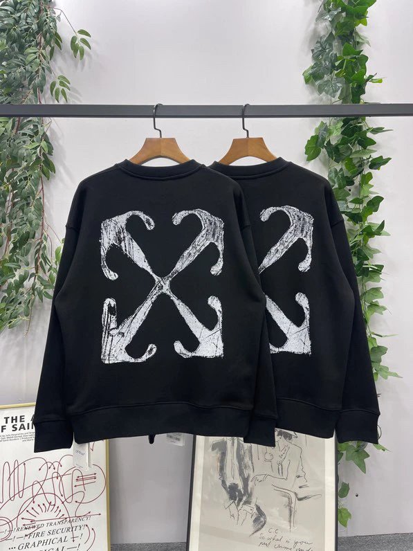 OFF -White Hoodie Top Version Counter Same Style Crew Neck Pullover Sweatshirt Top Men and Women Same Style Autumn and Winter Leisure