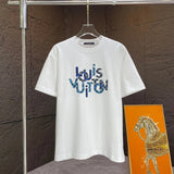 Louis Vuitton LV T-shirt Chest Brand Letter Print logo round Neck Short Sleeve25ss New Pure Cotton Unisex Style T Casual T-Shirt Base Layer Shirt OS Loose Fit Half Sleeve Top Plus Size