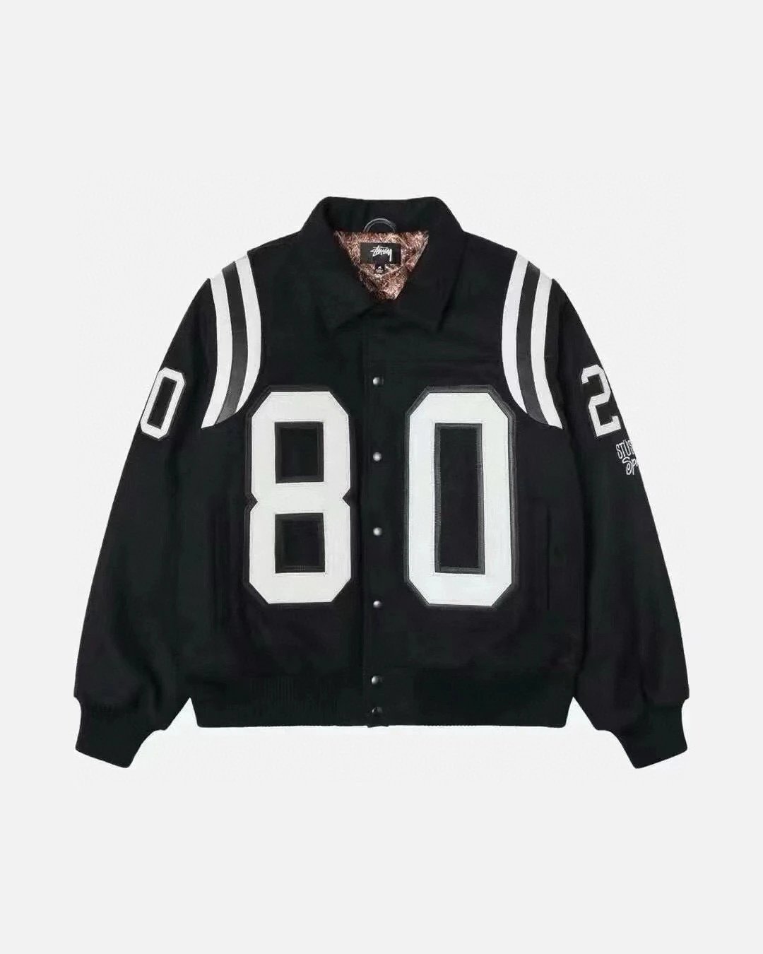 Stussy Jackets Top Version80Labeling Python Lined Jacket Baseball Uniform for Men and Women Autumn and Winter