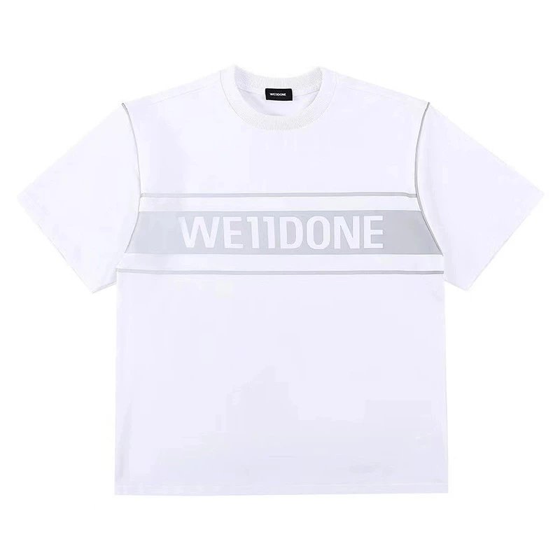 We11done T-shirt Top Version Special-Interest Fashion Brand3M Reflective Short Sleeve Letter Printing T T-shirt Men's and Women's Same Style Top Loose Half Sleeve Fashion