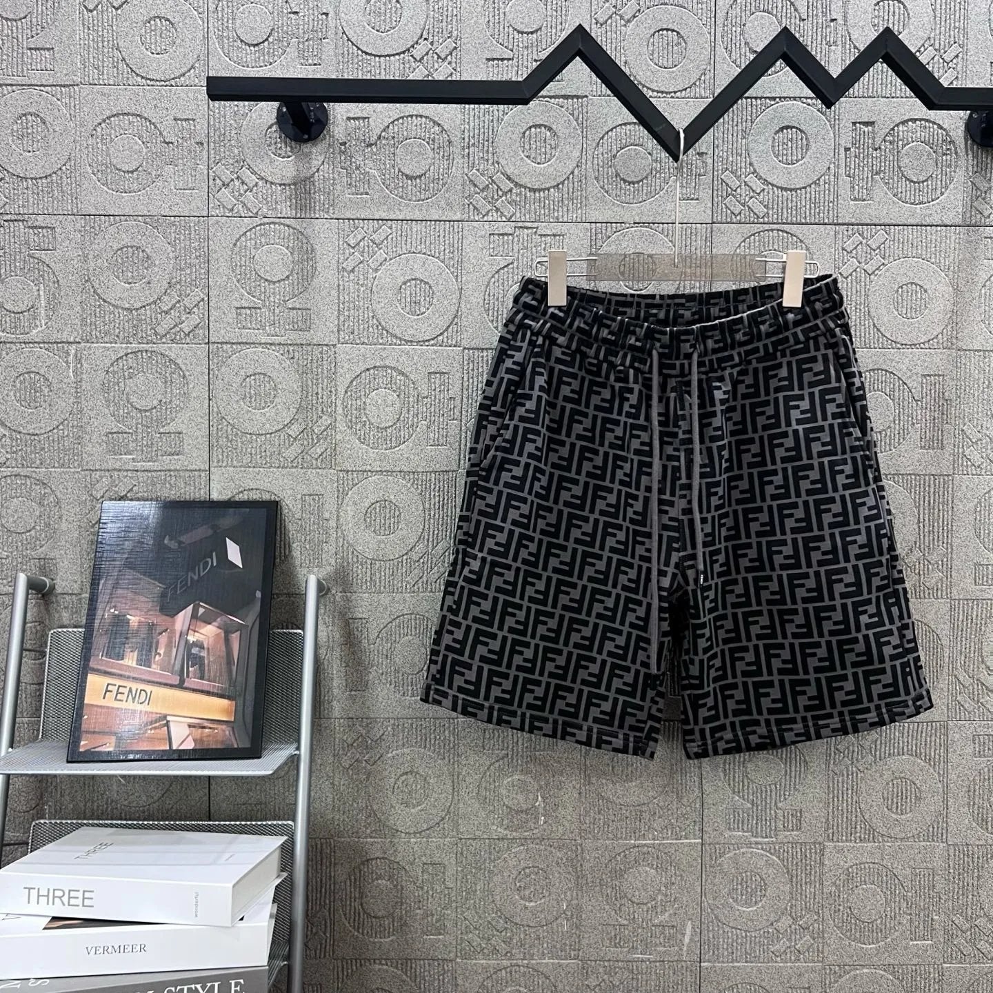 FENDl Shorts Full Print Double F Letter Printing logo Five-point Shorts25ss New Drawstring Casual Summer Pants5Two-in-One Casual Sweatpants for Men and Women, Pure Cotton Joggers