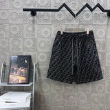 FENDl Shorts Full Print Double F Letter Printing logo Five-point Shorts25ss New Drawstring Casual Summer Pants5Two-in-One Casual Sweatpants for Men and Women, Pure Cotton Joggers