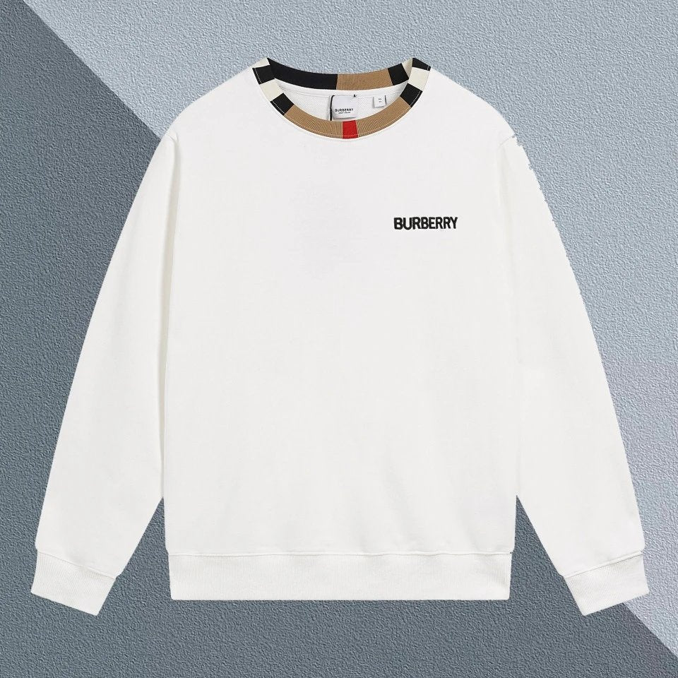 Burberry Hoodie Plaid Decor Cotton Blend Patchwork Crewneck Sweatshirt Casual Loose Pure Cotton Terry Pullover Sportswear os Unisex Fit Top24ss Autumn and Winter New Products