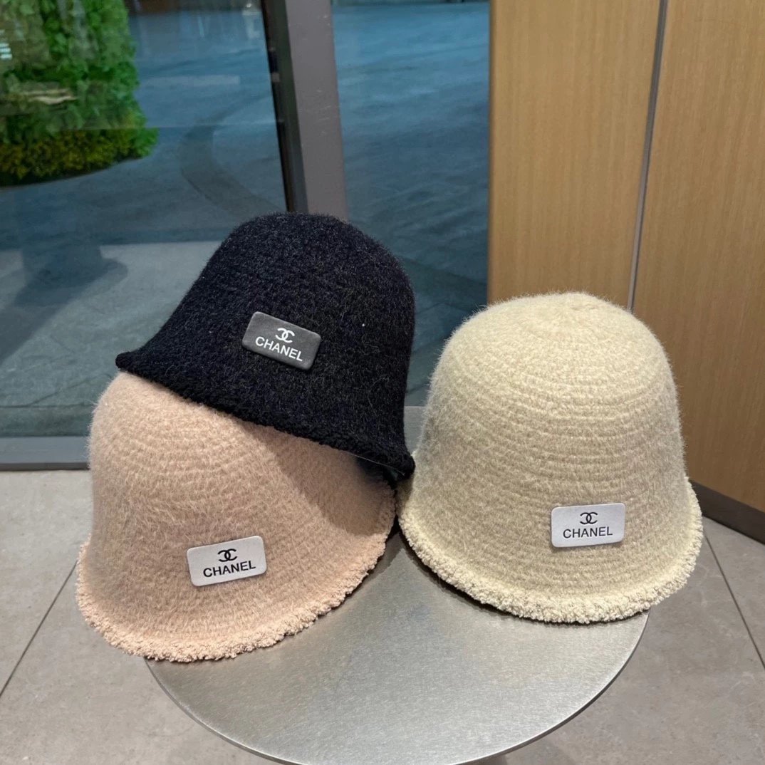 Chanel Hat Autumn and Winter New Cashmere Wool Hepburn Style Bucket Hat Socialite Temperament High-Definition Series New Products，Unisex