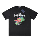 Louis Vuitton LV T-shirt Hand-painted Dragon Head Print on the Chest logo round Neck Short Sleeve25ss New Pure Cotton Unisex Style T T-shirt OS Loose Fit Base Shirt Half Sleeve T-Shirt Top Half Sleeve