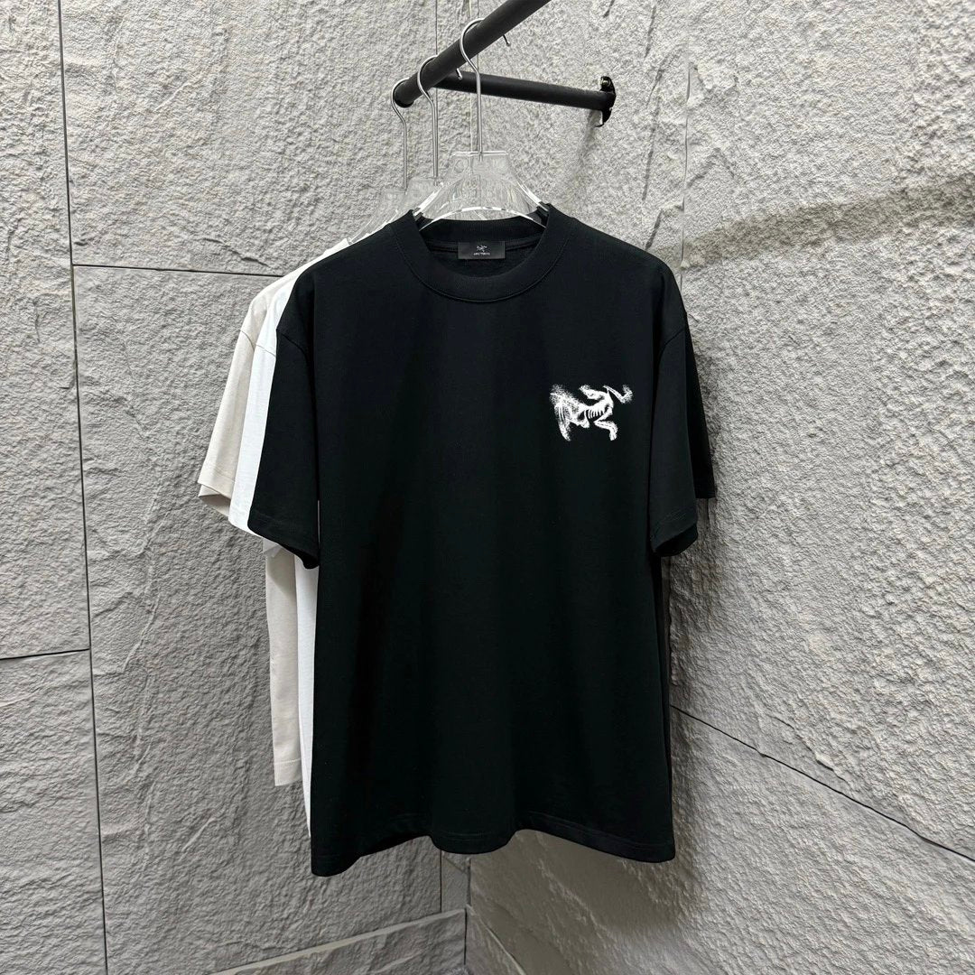 Arc'teryx T-shirt Backside Plaid Print logo round Neck Short Sleeve25ss New Pure Cotton Unisex Style T Casual T-Shirt Base Layer Shirt OS Loose Fit Half Sleeve Top Plus Size