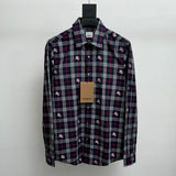 Burberry Shirt Classic Plaid Shirt Casual Loose Turn-down Collar Long Sleeve Shirt Unisex24ss Autumn and Winter New Products