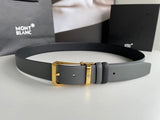 Montblanc Belt Top version Business Casual Belt Belt High Quality Double-Sided Head Layer Cowhide with Steel Buckle Men's Leather Belt Fashion All-Match Business Belt Double-Sided Available3.5