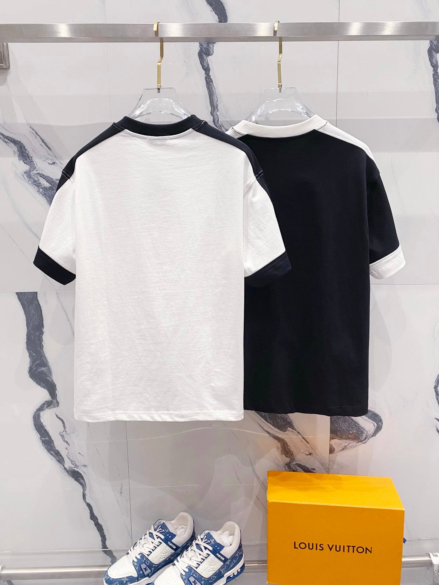 LOEWE T-shirt Color-Block Embroidered Letters LOGO Patchwork Design Logo