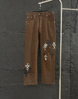 Chrome Hearts Jeans Front Cross Stitch Leather logo25ss Spring Summer New Straight Loose Slim Fit Jeans Unisex Long Pants