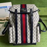 Gucci Backpack Top version 【Original Leather Grade Surrogate Shopping】2022New Home New Navy Blue New Ophidia Brand New Fashion Series Backpack Blue/pvc Unisex Backpack Schoolbag Casual Computer Bag Laptop Compartment Bag598140