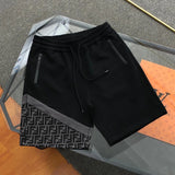 FENDl Shorts Front and Back Stitching Double F Jacquard logo Five-point Shorts25ss New Drawstring Casual Summer Pants5Two-in-One Casual Sweatpants for Men and Women, Pure Cotton Joggers
