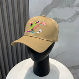 Louis Vuitton LV Hat Colorful Letter Embroidery logo Baseball Cap Sunshade Sun Protection Duckbill Cap Slimming Face Curved Brim Versatile Large Head Circumference Sports Hat Unisex Couple Style