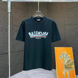 Balenciaga T-shirt Front and Rear Letter Printing logo round Neck Short Sleeve25ss New Pure Cotton Unisex Style T Casual T-Shirt Base Layer Shirt OS Loose Fit Half Sleeve Top Plus Size