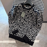 Balenciaga Sweater Full Print Jacquard Crew Neck Sweater Coat Unisex Long Sleeve Soft Lazy Style OS Loose Fit Thickened Versatile Casual Wear for Both Inner and Outer Layering